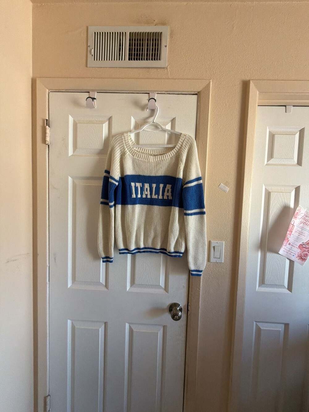 Aeropostale Italia Graphic Knit Sweater White Blue